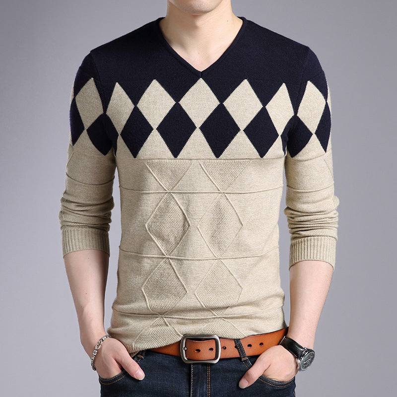 Men's Pullover Sweater Korean Knit Bottoming Shirt