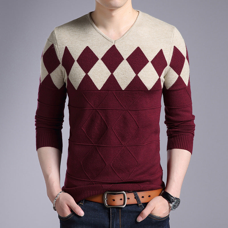 Men's Pullover Sweater Korean Knit Bottoming Shirt