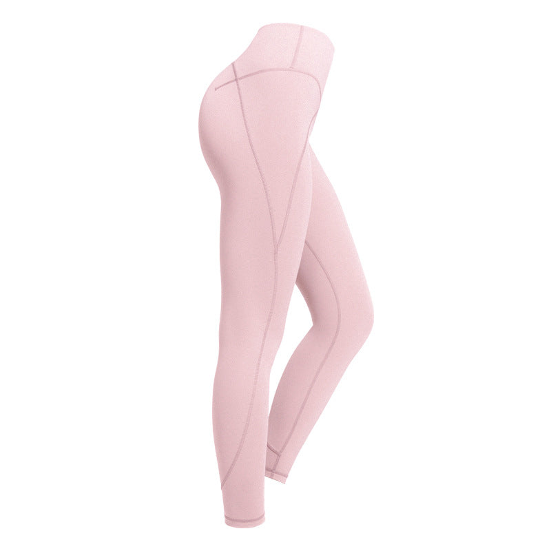 New Yoga Pants, High Waist, Nude, Buttocks, Quick-drying, Solid Color Fitness Pants, Tight Yoga Clothes