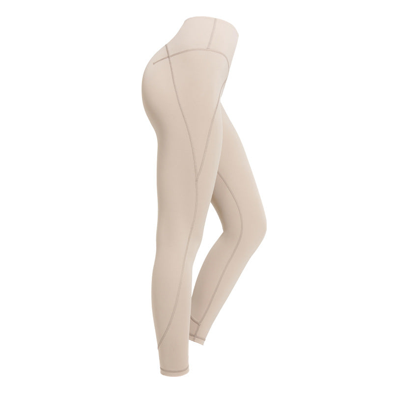 New Yoga Pants, High Waist, Nude, Buttocks, Quick-drying, Solid Color Fitness Pants, Tight Yoga Clothes