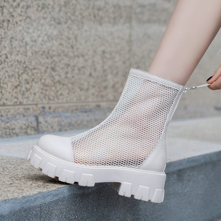 Black Fashion Platform Martin Boots Large Size Fashion Hollow Women's Shoes