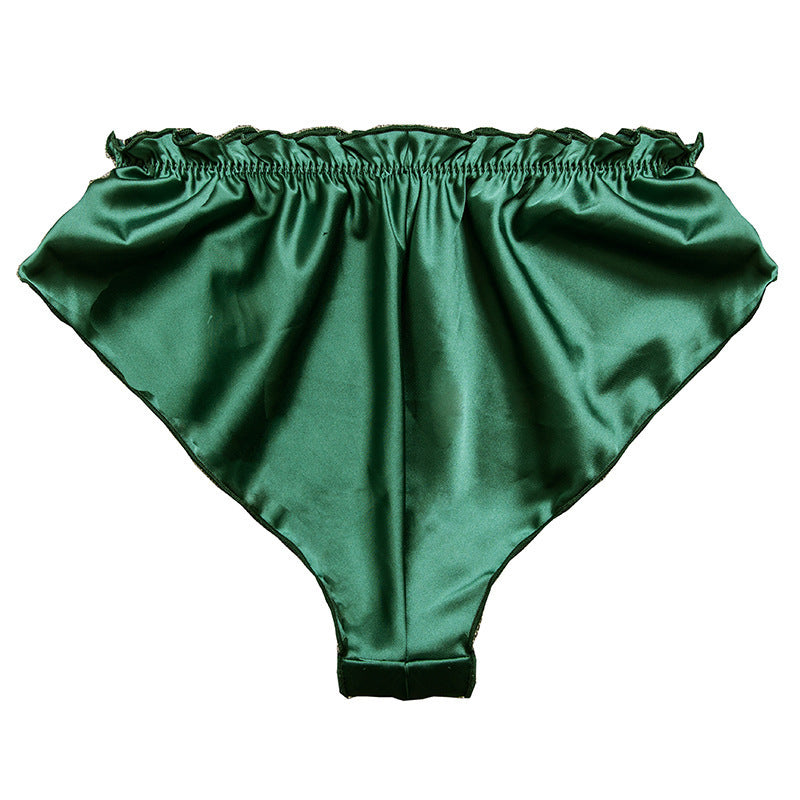 Women's Plus Size Satin Imitation Silk Home Underwear Sexy Briefs