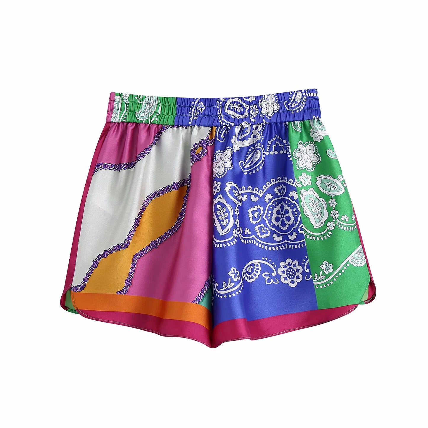 BB European And American Style Women's Bowknot Patchwork Shirt 3201221 Printed Shorts 3375220