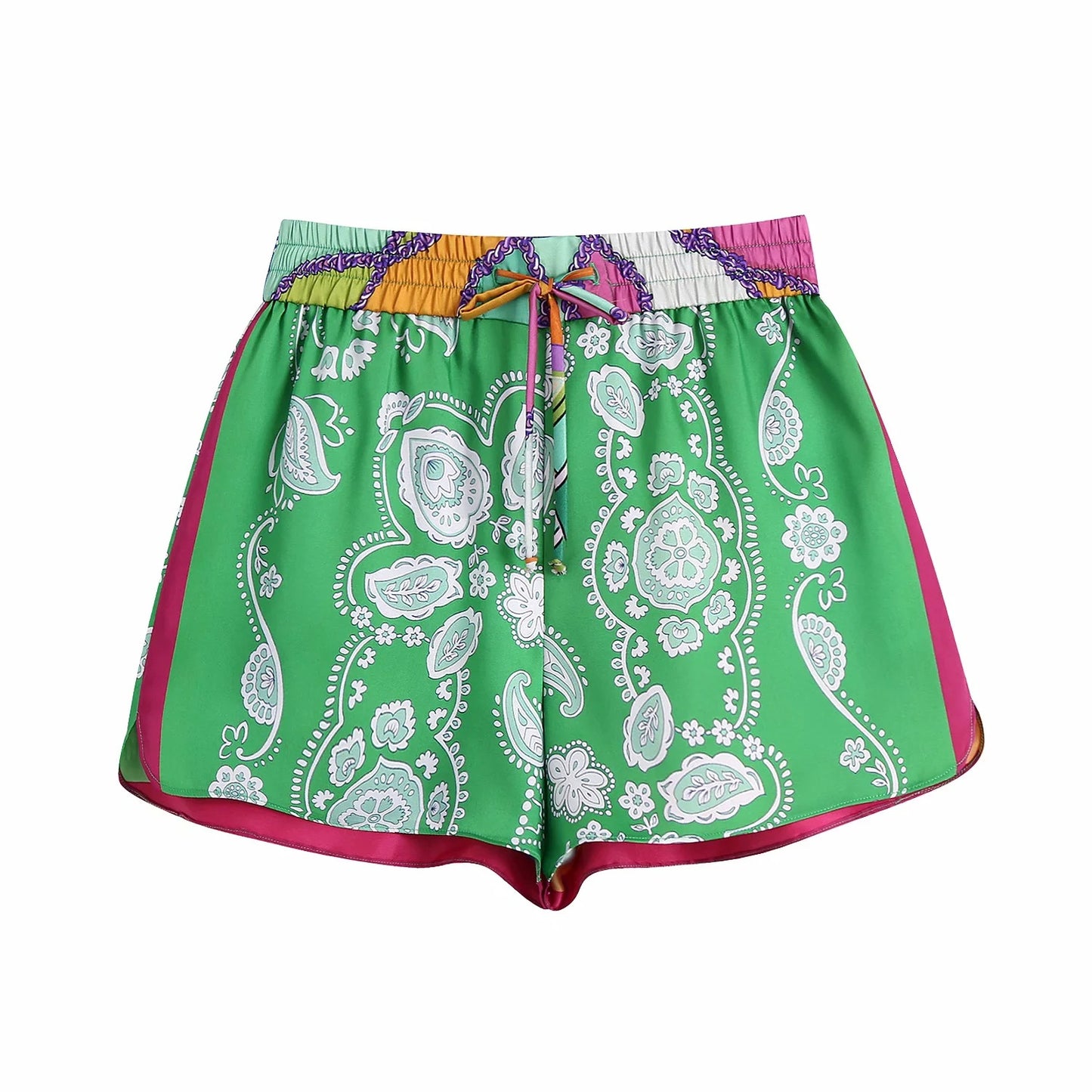BB European And American Style Women's Bowknot Patchwork Shirt 3201221 Printed Shorts 3375220