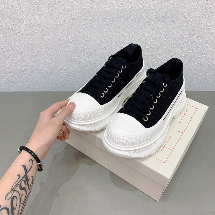 Daddy Shoes, Casual Sports Shoes, Thick-Soled Sponge Cake, Increased Canvas