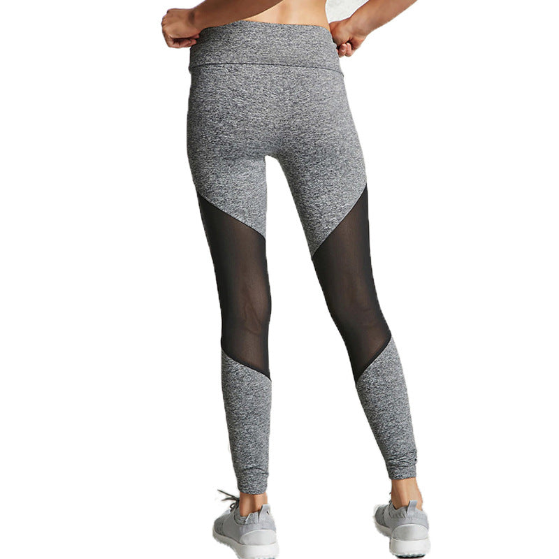 Sweatpants Women's Cationic Mesh Stitching See-through Tight Yoga Pants