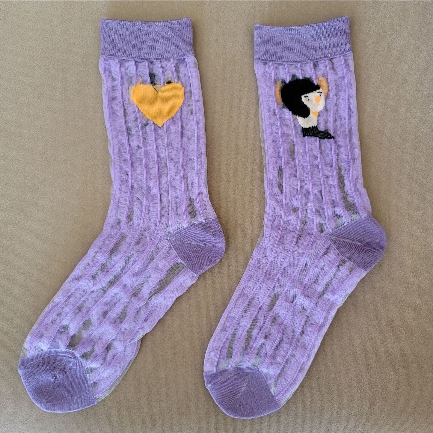 Socks Female New Cartoon Jacquard Korean Tube Socks Draw Thin Glass Stockings Cute Women Socks