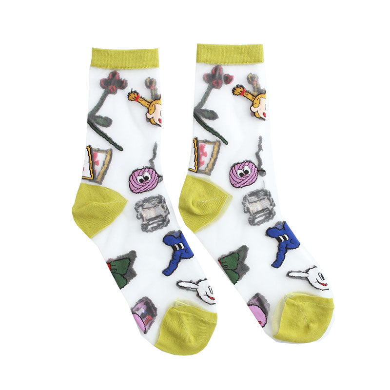 Summer New Glass Silk Crystal Socks