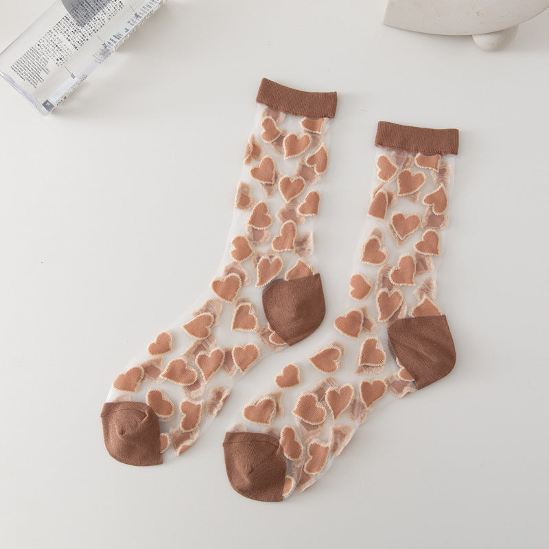 Ladies Socks Love Thin Card Silk Boat Socks