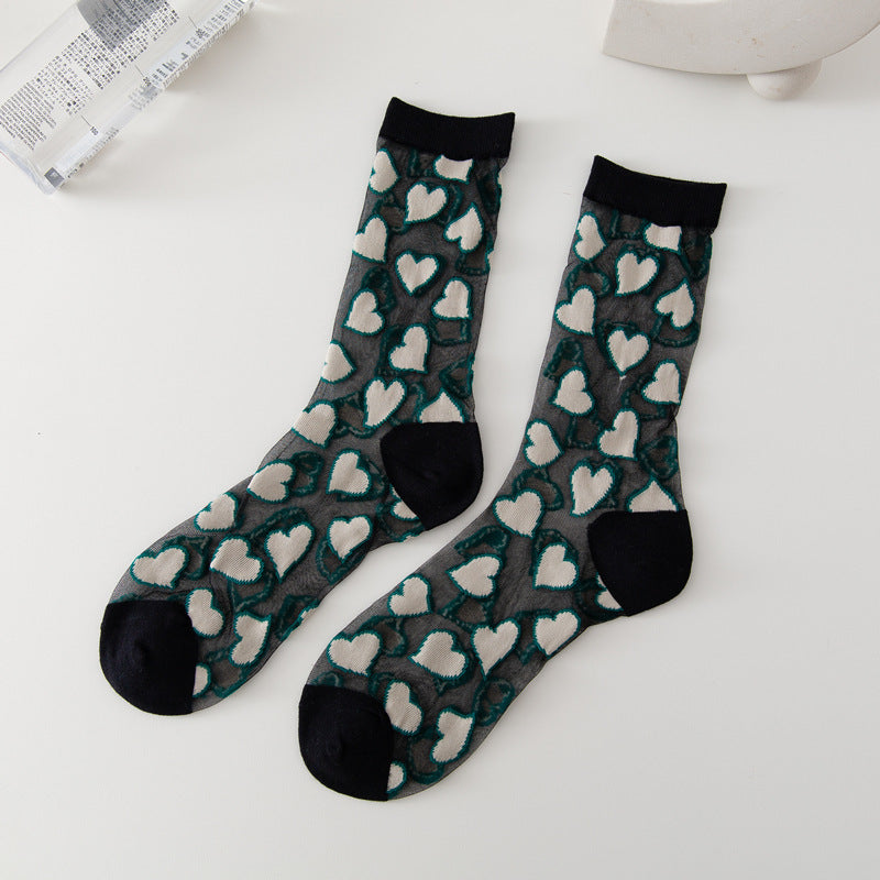 Ladies Socks Love Thin Card Silk Boat Socks