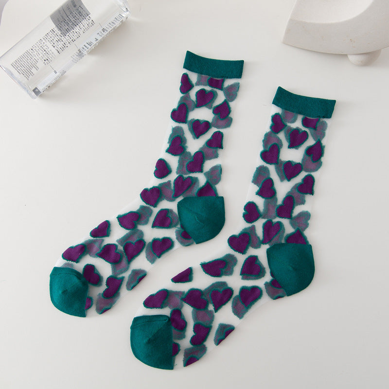 Ladies Socks Love Thin Card Silk Boat Socks