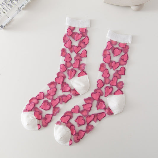 Ladies Socks Love Thin Card Silk Boat Socks