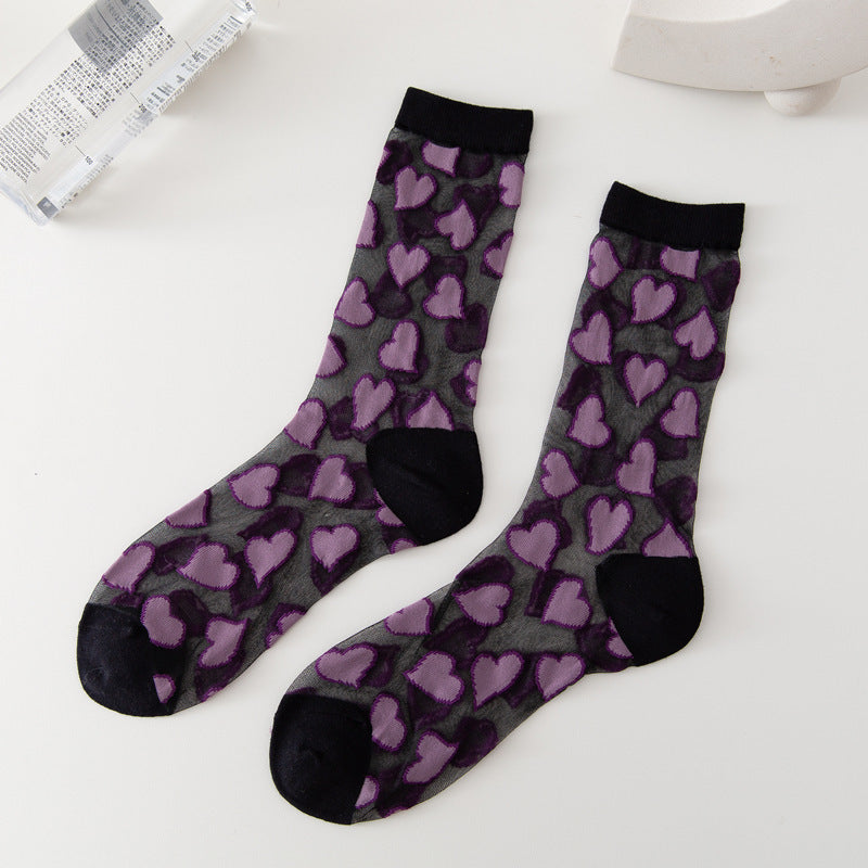 Ladies Socks Love Thin Card Silk Boat Socks