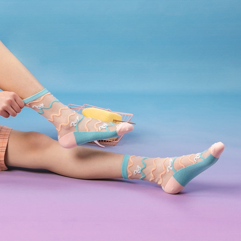 Spring And Summer New  Stockings Cute Cartoon Ladies Socks Personality Female Tube Socks