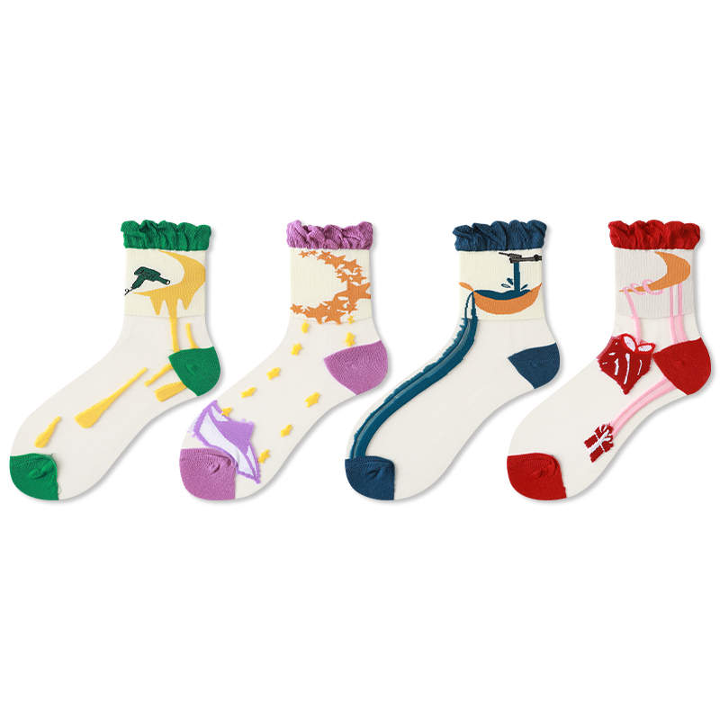Transparent Ultra-thin Glass Silk Crystal Silk Cute Japanese Sweet Socks