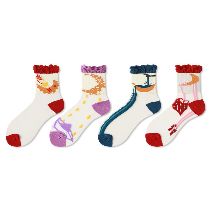 Transparent Ultra-thin Glass Silk Crystal Silk Cute Japanese Sweet Socks