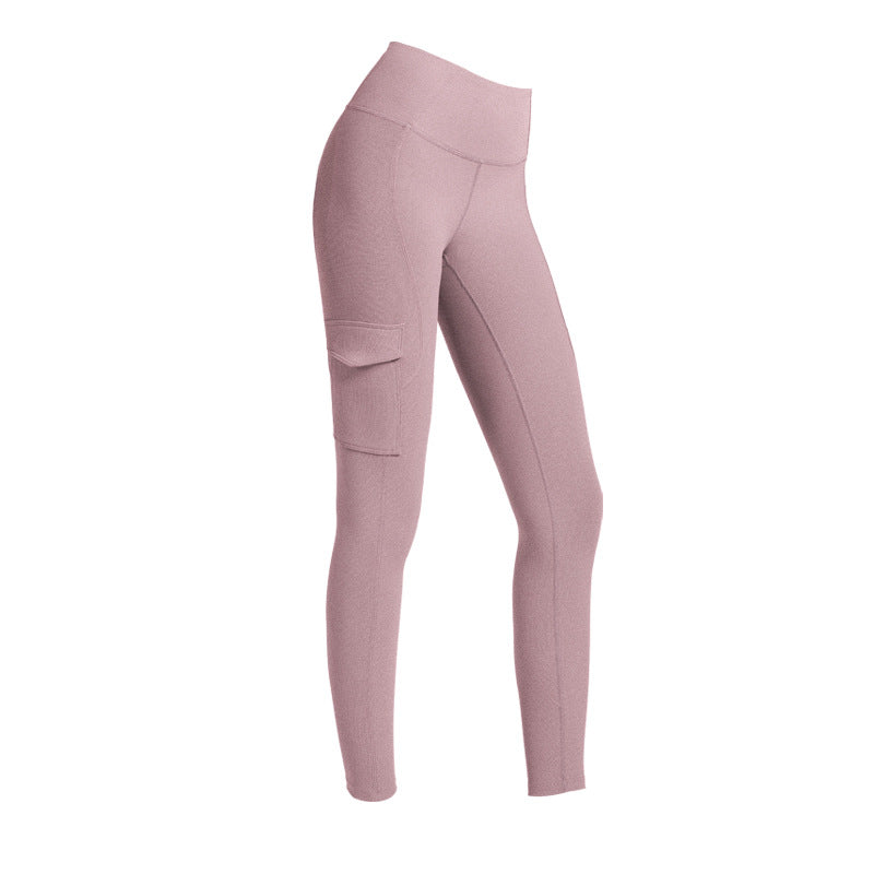 Rib Cargo Pocket Yoga Pants With High Waists For Fall And Winter
