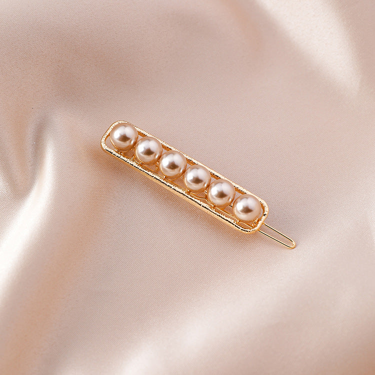 Pearl hairpin net red edge clip practical love crown bangs clip