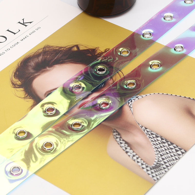 Explosive Pvc Transparent Colorful Eye Belt, Trendy All-Match Women'S Decorative Belt