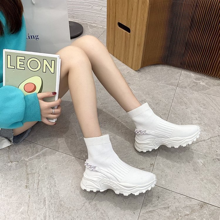 Socks Shoes Thick-soled Knitted Sports Casual Shoes Women's Boots