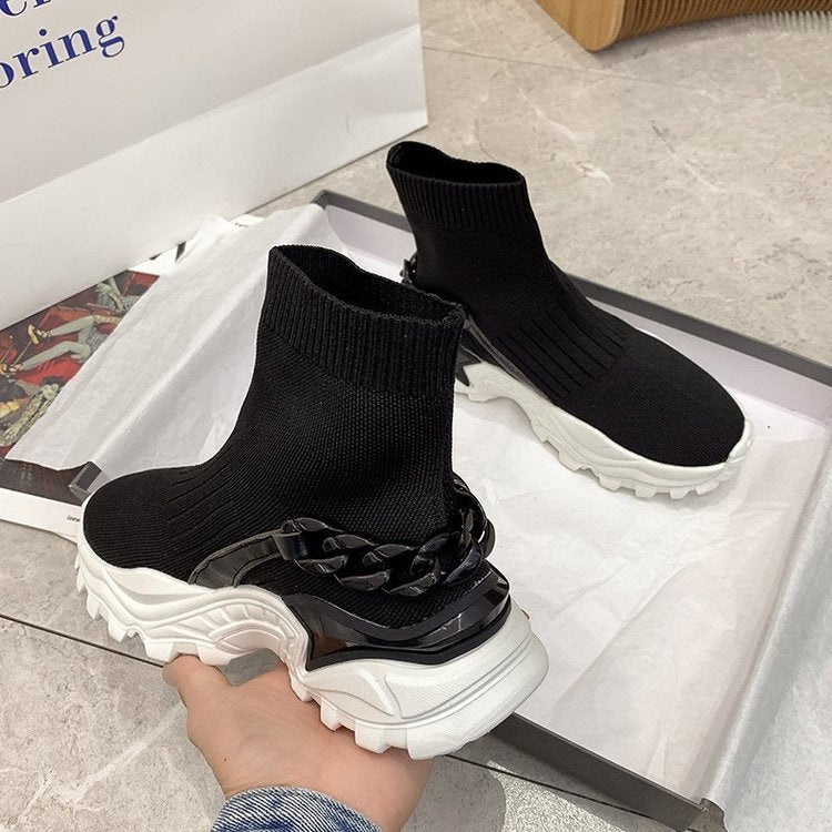 Socks Shoes Thick-soled Knitted Sports Casual Shoes Women's Boots