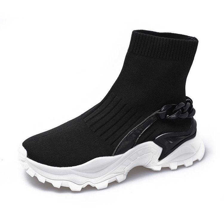 Socks Shoes Thick-soled Knitted Sports Casual Shoes Women's Boots