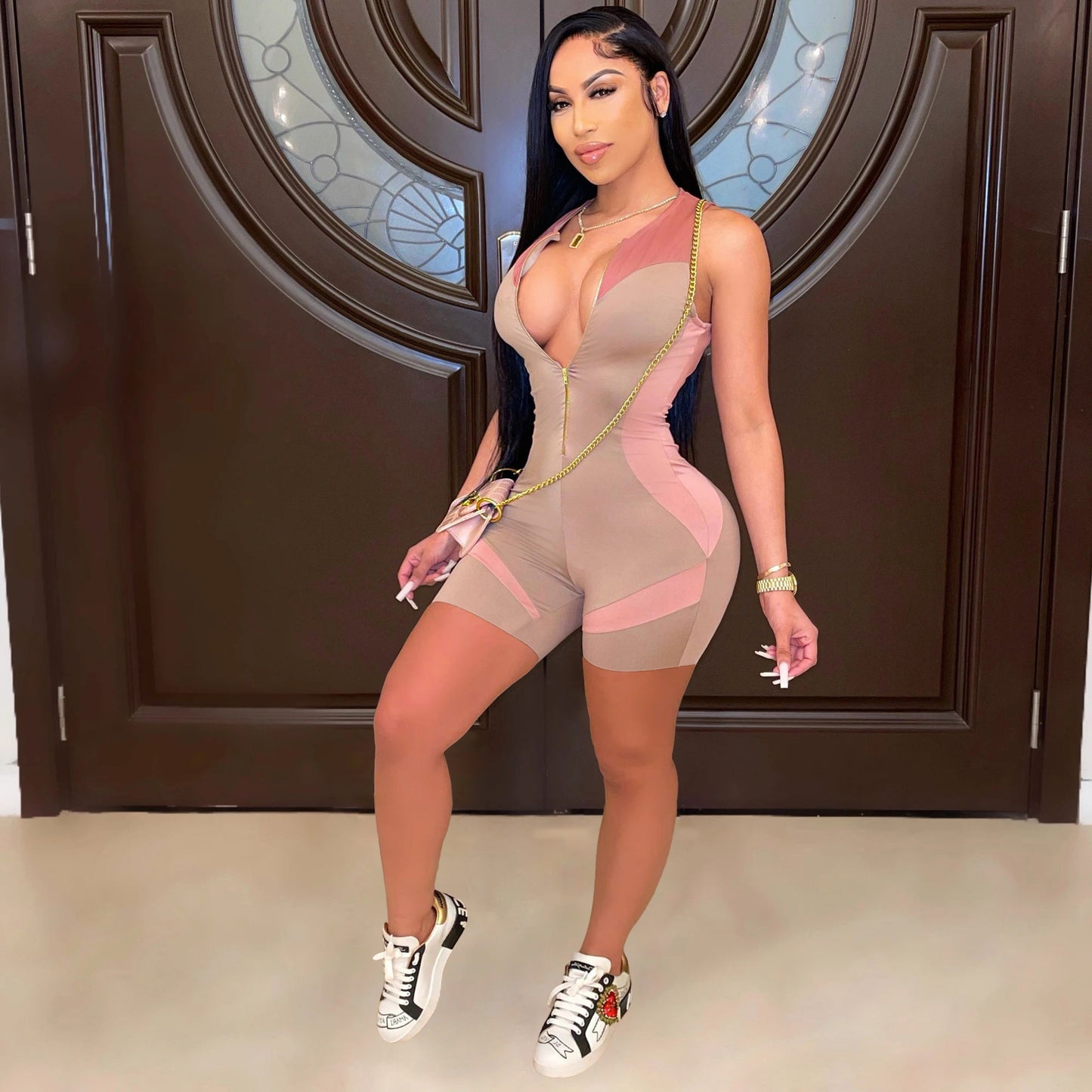 Foreign Trade European And American Women's New Amazon Cross-border Fashion Slim-fit Printing Sleeveless Jumpsuit
