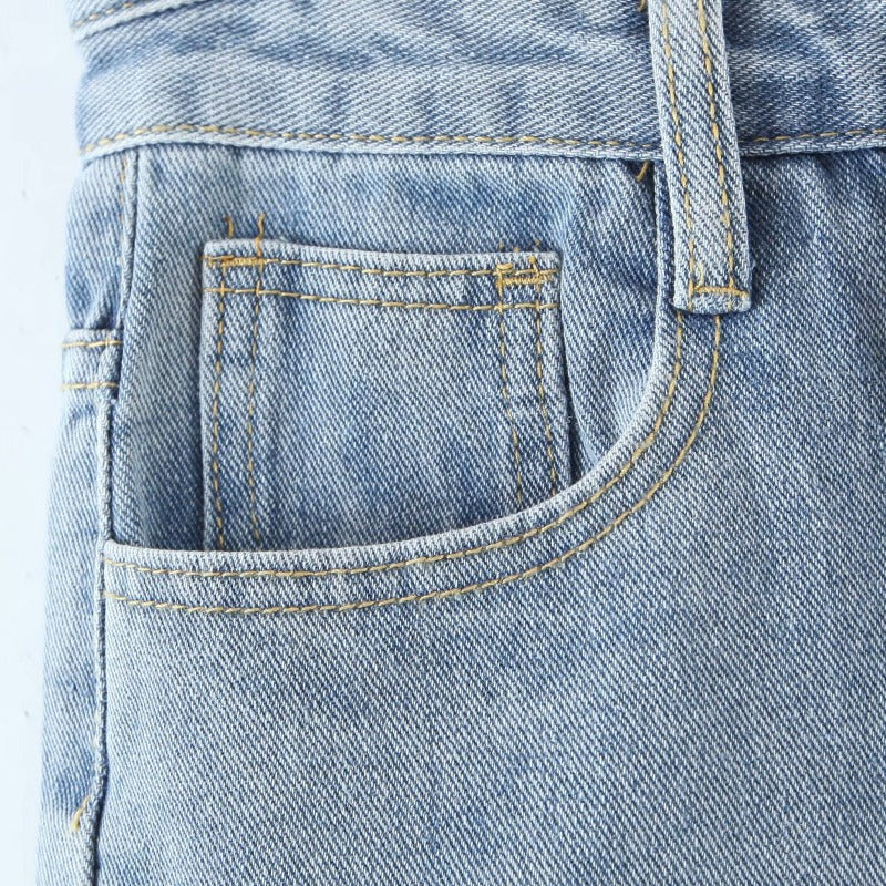 Double Waist Cut-out Raw Edge Thin Casual Shorts
