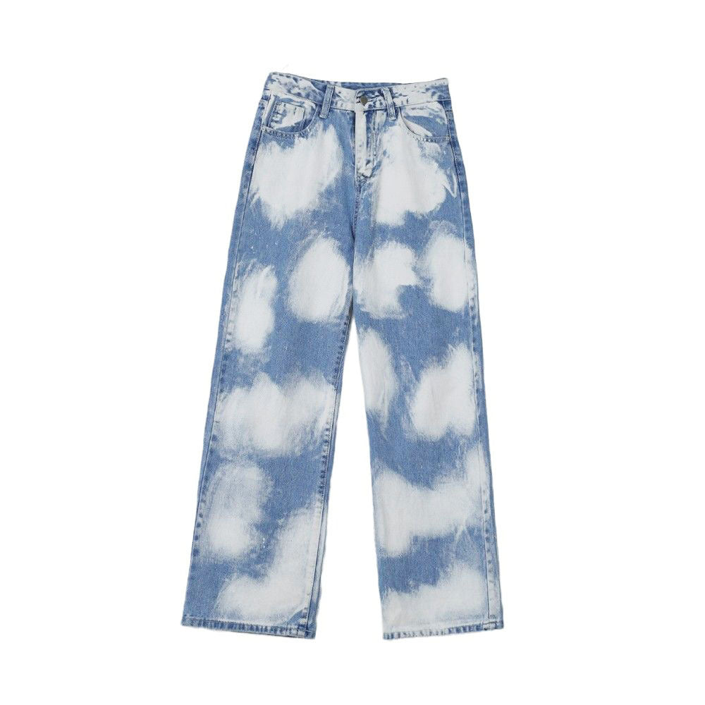 Blue Sky Tie Dye Contrast Color Summer New Straight