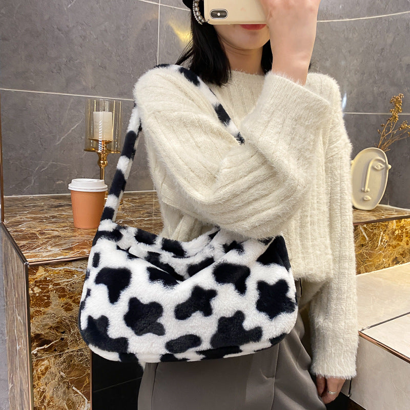 Casual Forest Lamb Hair Cute Diagonal Shoulder Bag