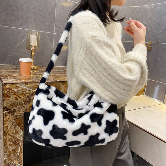 Casual Forest Lamb Hair Cute Diagonal Shoulder Bag
