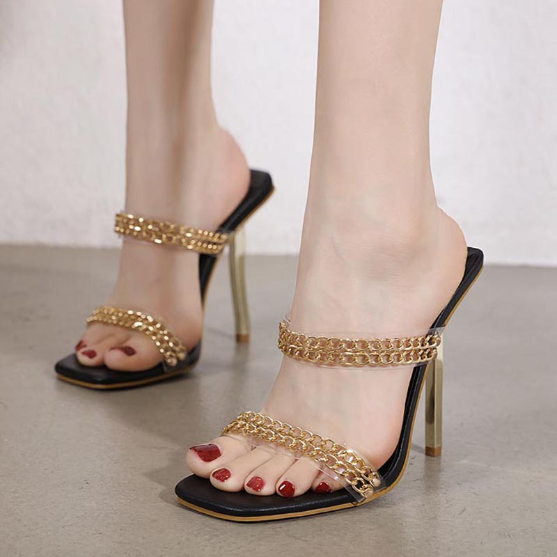 High Heel Chain Transparent One Line Thin Heel Sandals