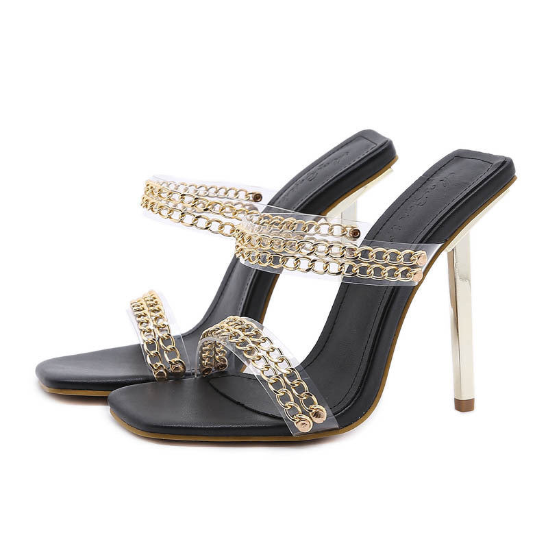 High Heel Chain Transparent One Line Thin Heel Sandals
