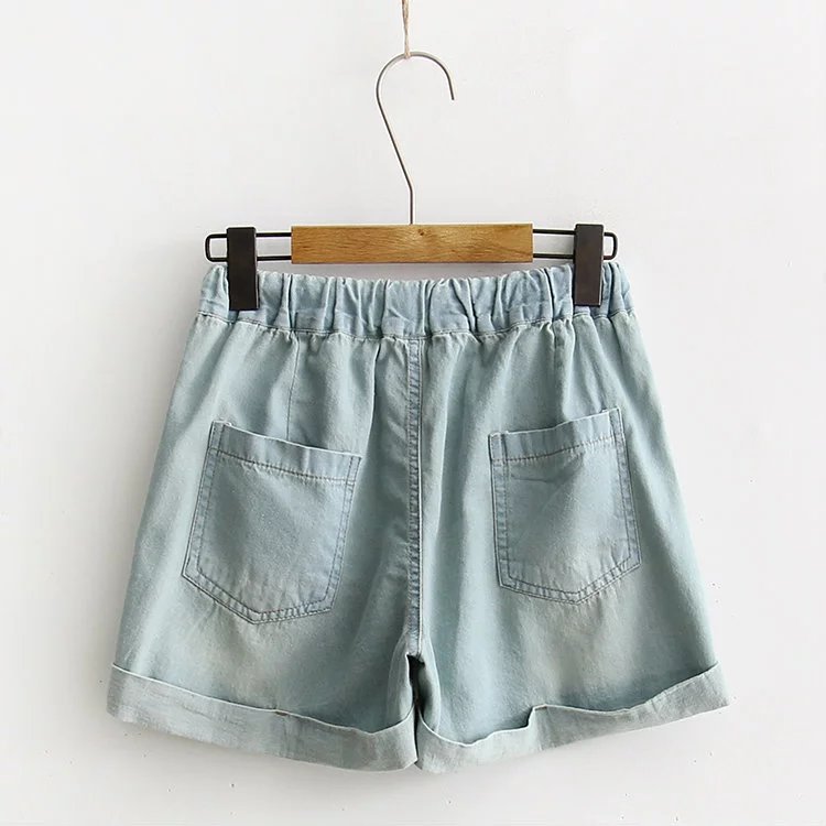 Thin Women's Embroidery Cartoon Shorts