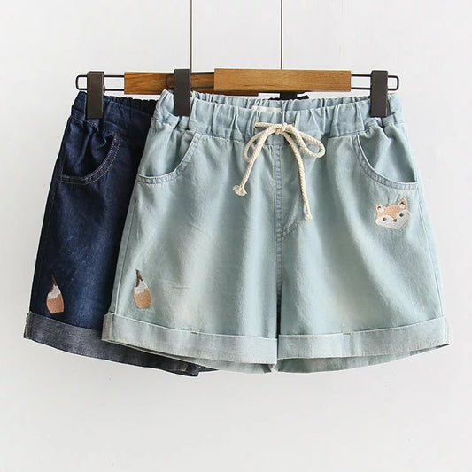 Thin Women's Embroidery Cartoon Shorts