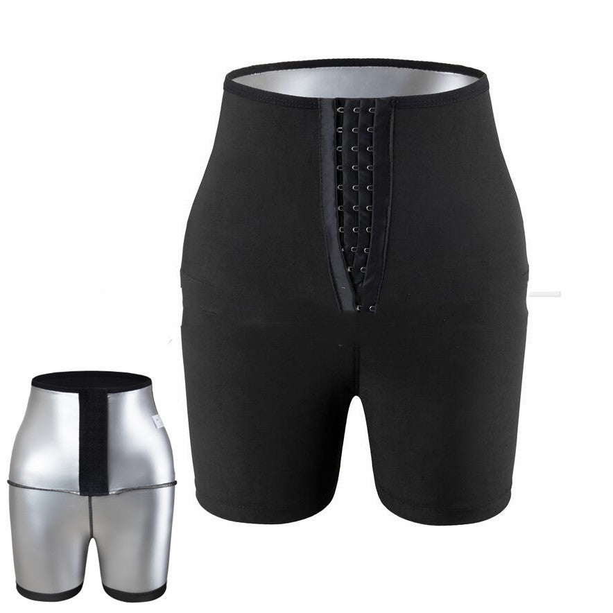 Kvinders svedfremmende hofteshorts yogasauna, højtaljede maveshorts, fitness-bodyshaping-shorts med krydsknapning