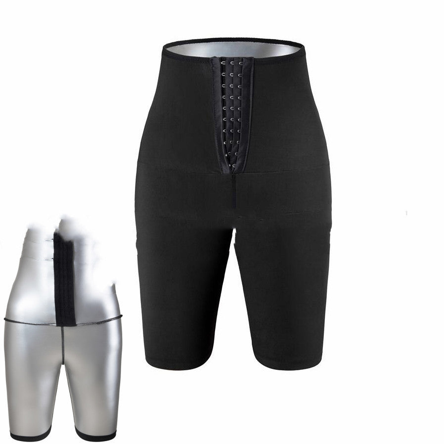 Kvinders svedfremmende hofteshorts yogasauna, højtaljede maveshorts, fitness-bodyshaping-shorts med krydsknapning