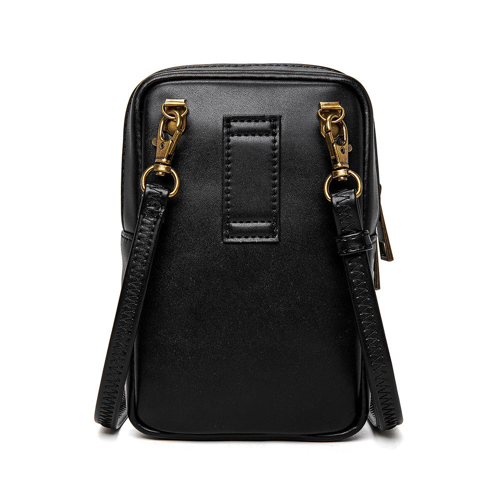 Ladies Shoulder Messenger Bag Textured Small Square Bag Outdoor Travel Mobile Phone Bag
