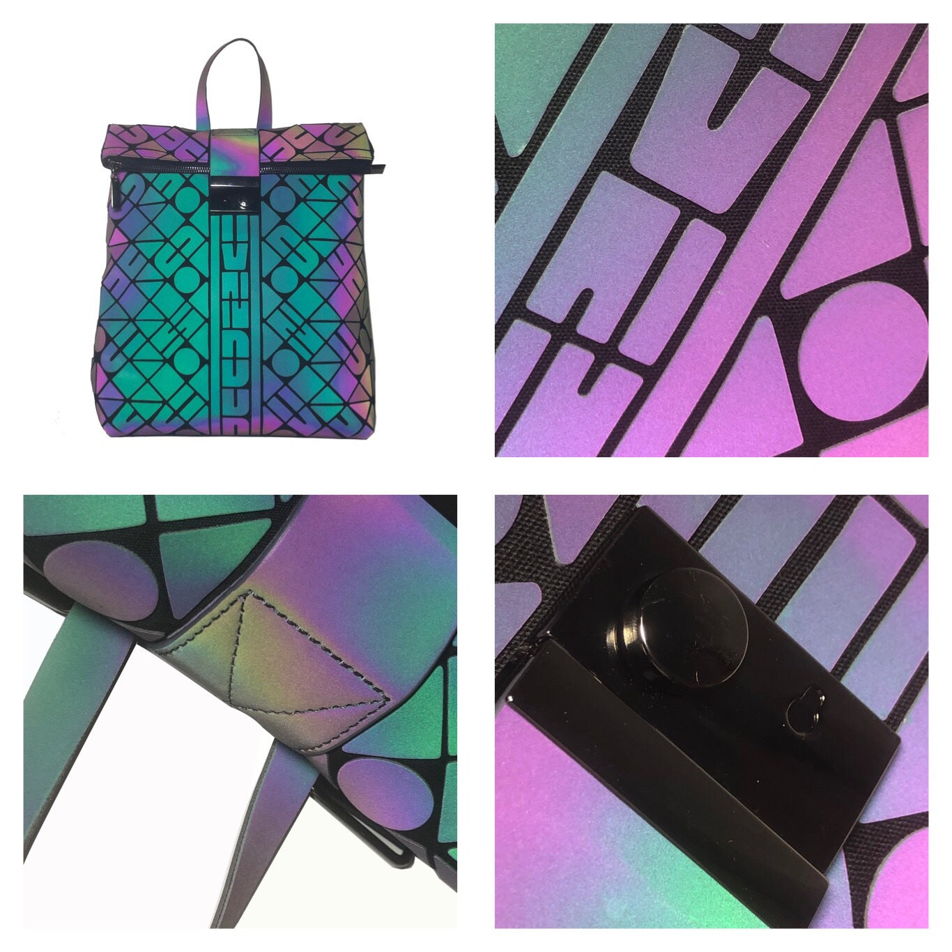 Ladies Men'S Trend Geometric Rhombus Luminous Large Capacity Backpack