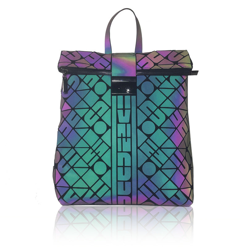 Ladies Men'S Trend Geometric Rhombus Luminous Large Capacity Backpack