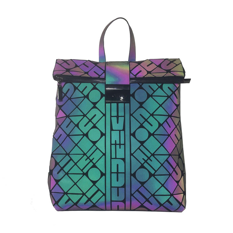 Ladies Men'S Trend Geometric Rhombus Luminous Large Capacity Backpack
