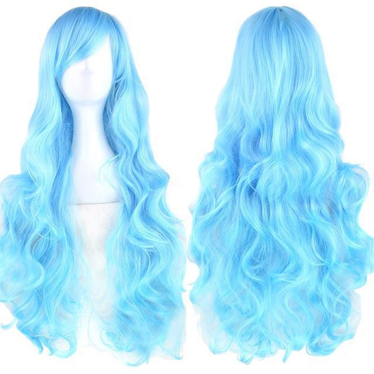 New Style Female Oblique Bangs Multicolor 80 Cm Wig Chemical Fiber Wig Cover