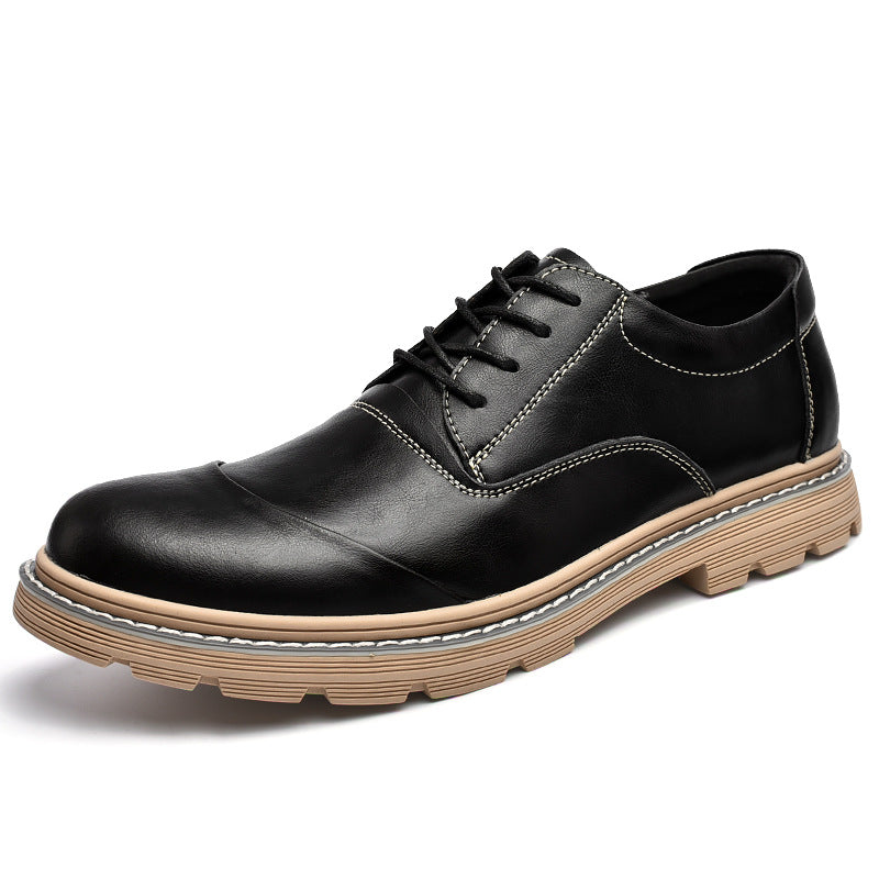 Retro Casual Leather Shoes Korean Fashion Trend Wild Personality Thick-soled Men's Shoes