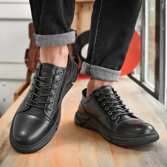 Retro Casual Leather Shoes Korean Fashion Trend Wild Personality Thick-soled Men's Shoes