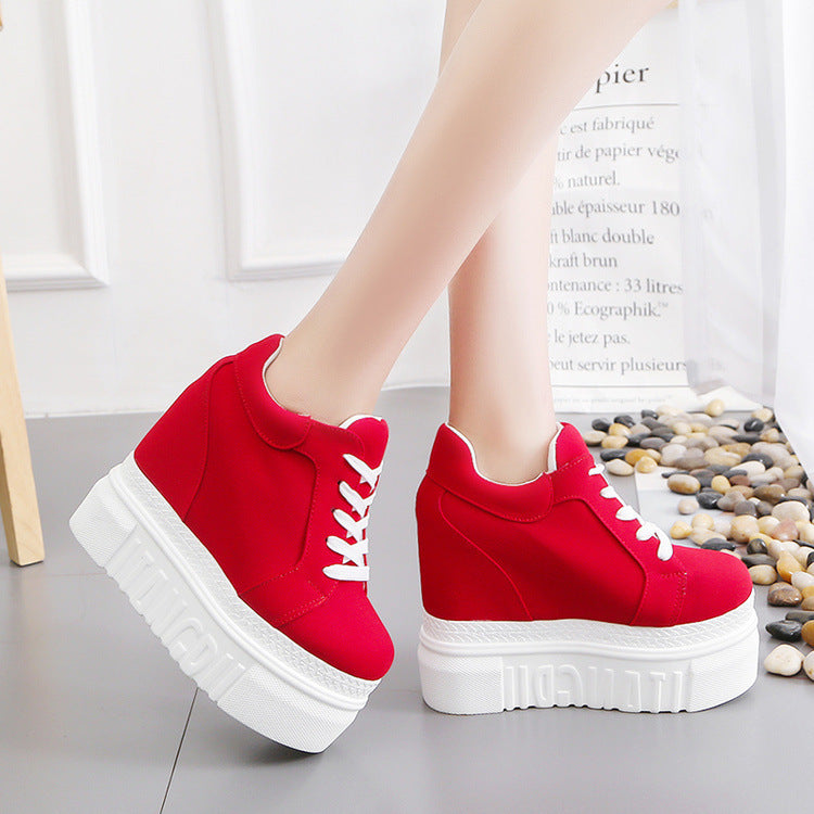 Super High Heel Round Toe Embroidered Canvas Women's Fashion Shoes