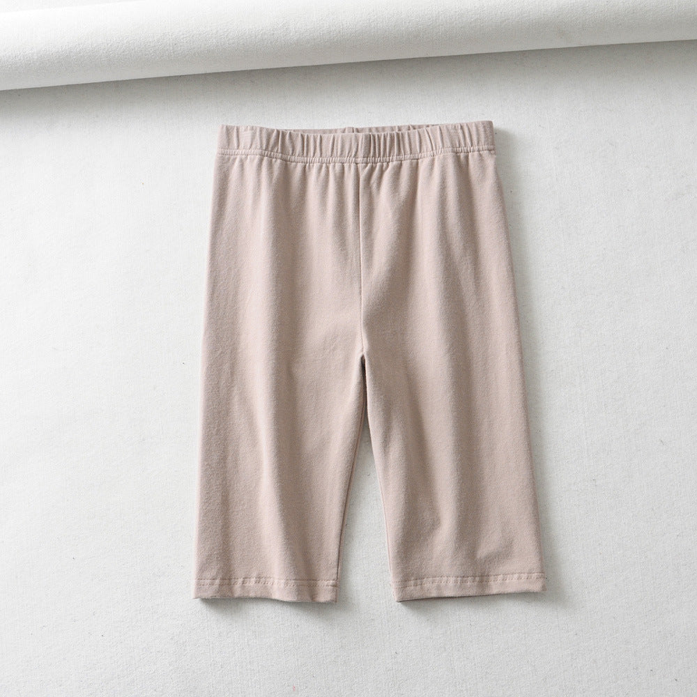 Women's Bottoming Fitness Tight Fitting Stretch Solid Color Single-Layer Five-Point Pants