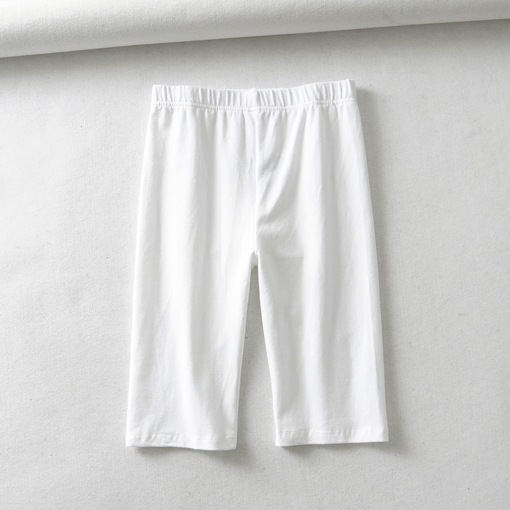 Women's Bottoming Fitness Tight Fitting Stretch Solid Color Single-Layer Five-Point Pants