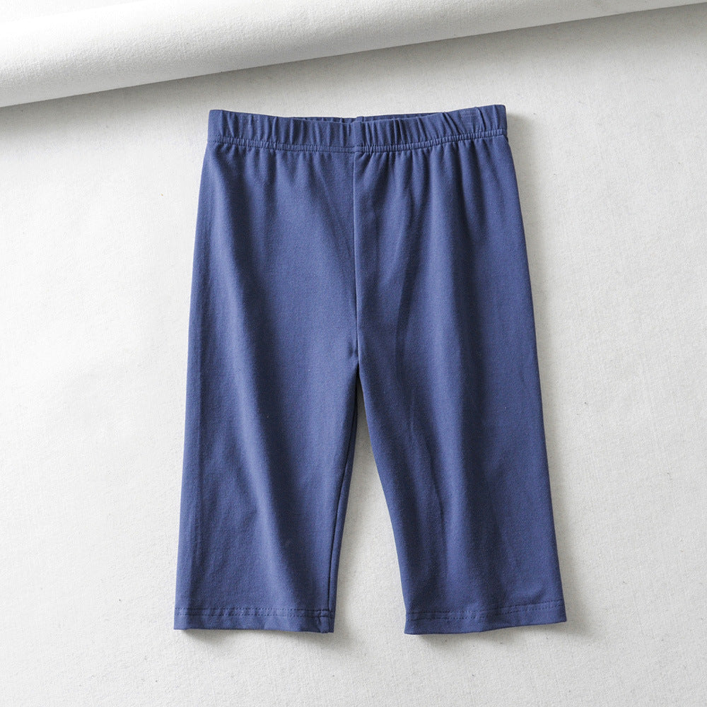 Women's Bottoming Fitness Tight Fitting Stretch Solid Color Single-Layer Five-Point Pants