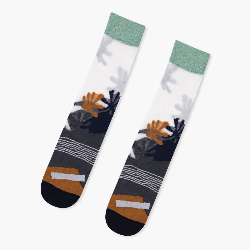 Summer New Style Glass Silk Stockings In The Tube Cute Crystal Silk Socks Thin Invisible Socks Women