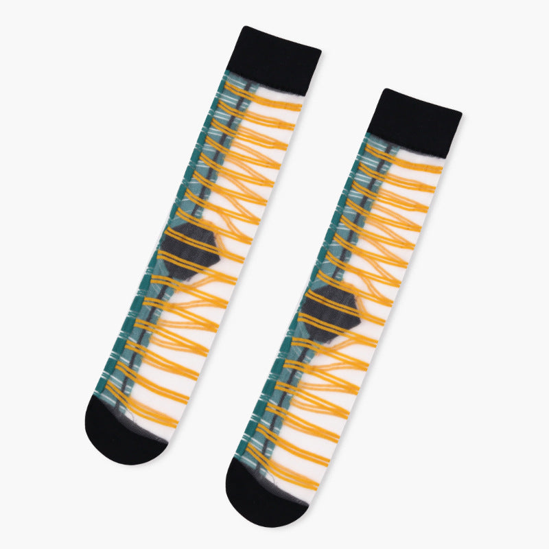 Summer New Style Glass Silk Stockings In The Tube Cute Crystal Silk Socks Thin Invisible Socks Women